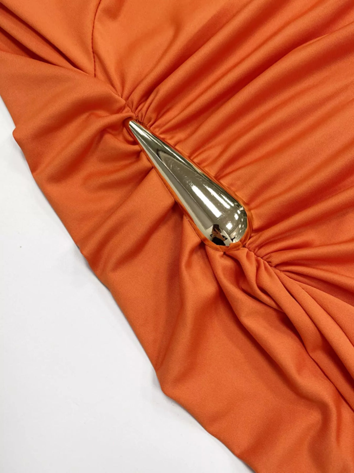 Draped Bodycon Maxi Dress with Metal Detail