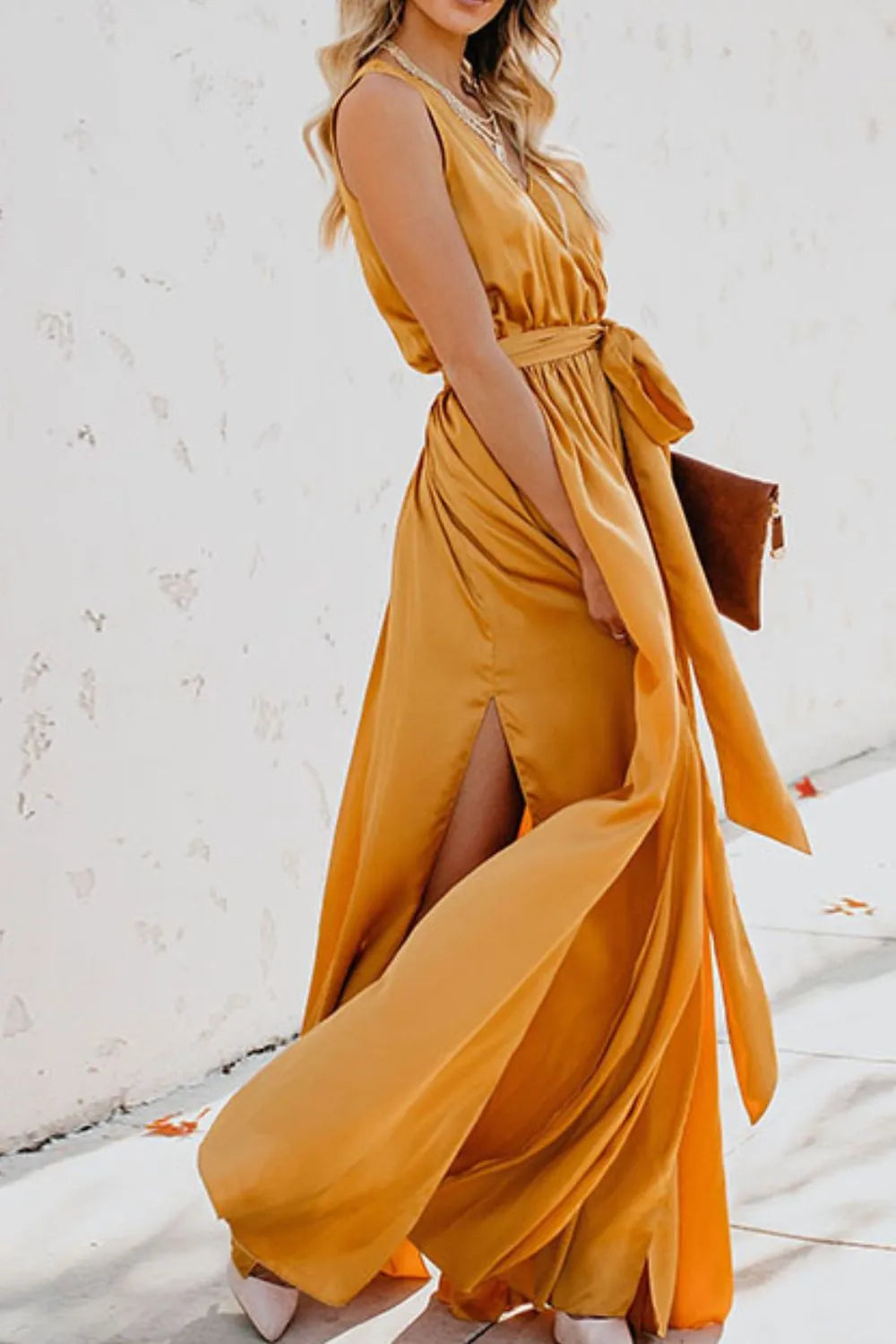 Surplice Tie-Waist Maxi Dress