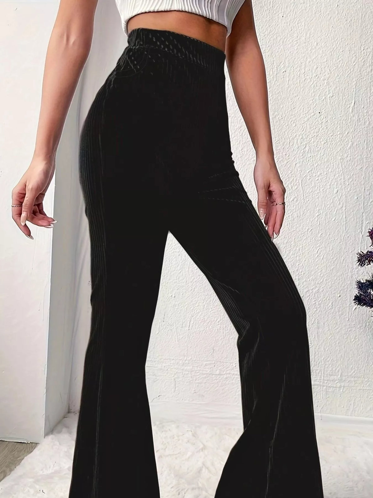 High-Waisted Velvet Flare Pants