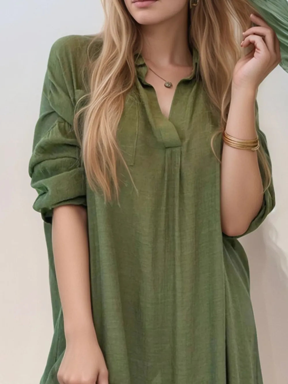 Roll-Tab Sleeve Mini Shirt Dress, Plus Size