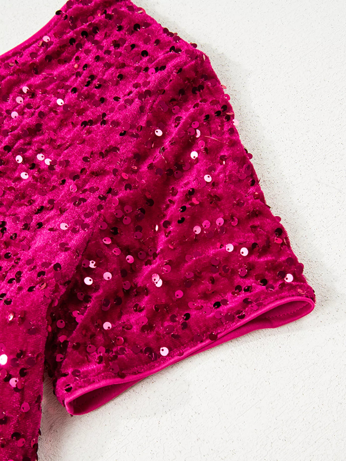 Sequin One-Shoulder Dress in Cerise