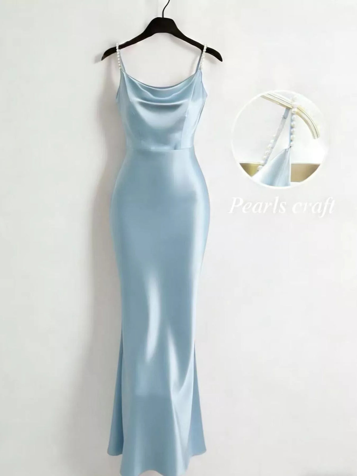 Pearl Strap Satin Maxi Dress