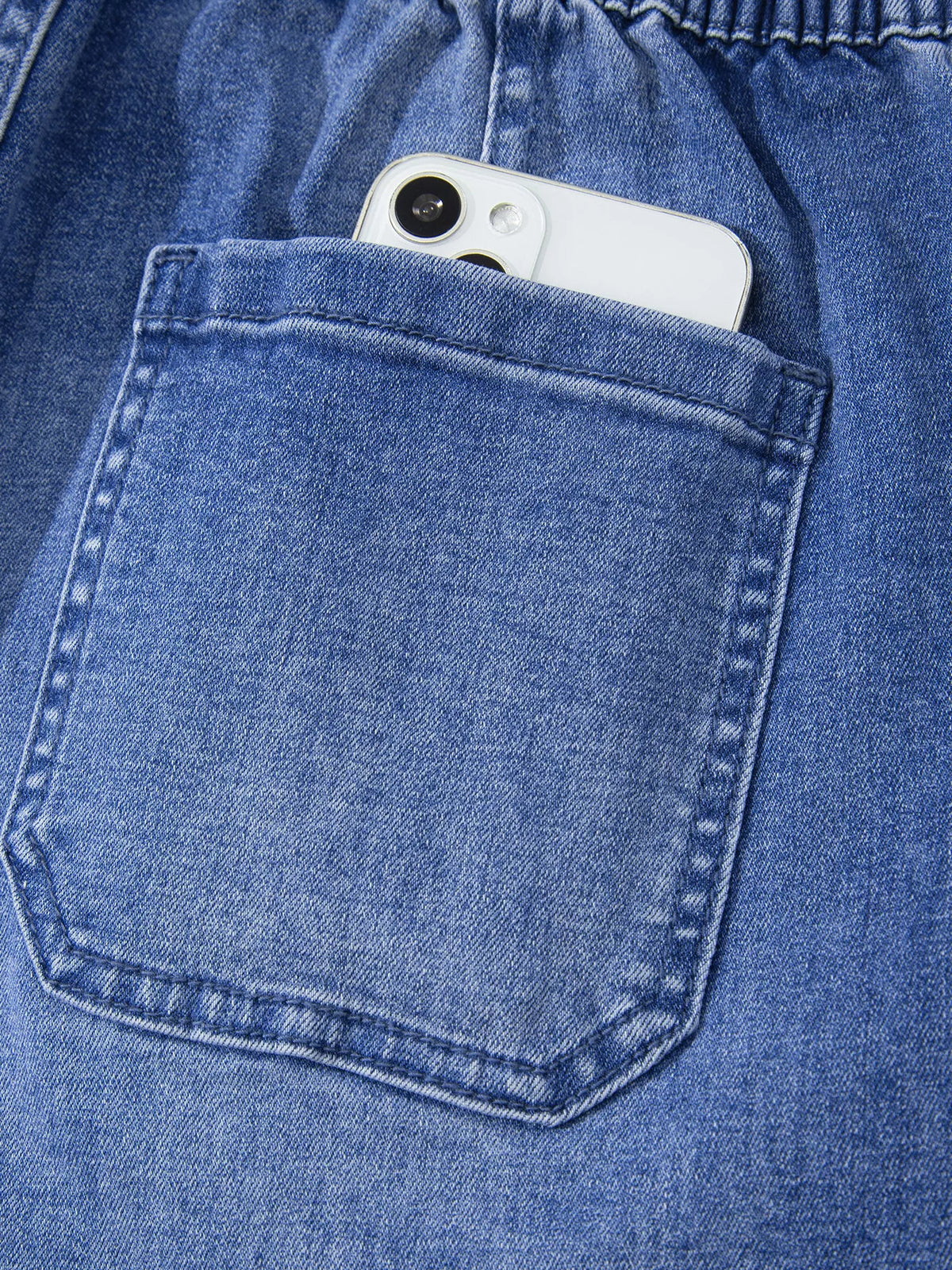 Drawstring Ankle Jeans in Dusty Blue