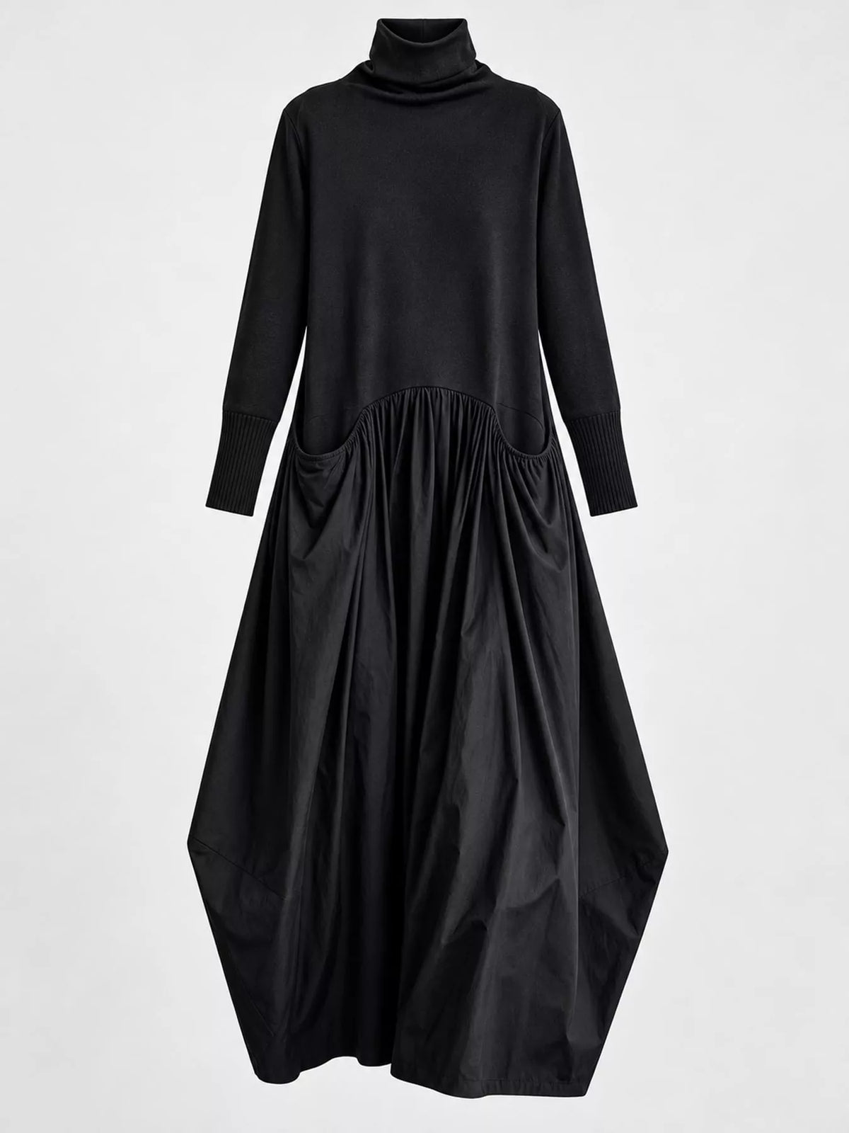 Turtleneck Long-Sleeve Maxi Dress