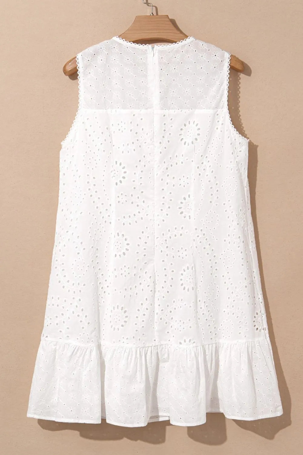 Floral Eyelet Embroidered Shift Dress in White