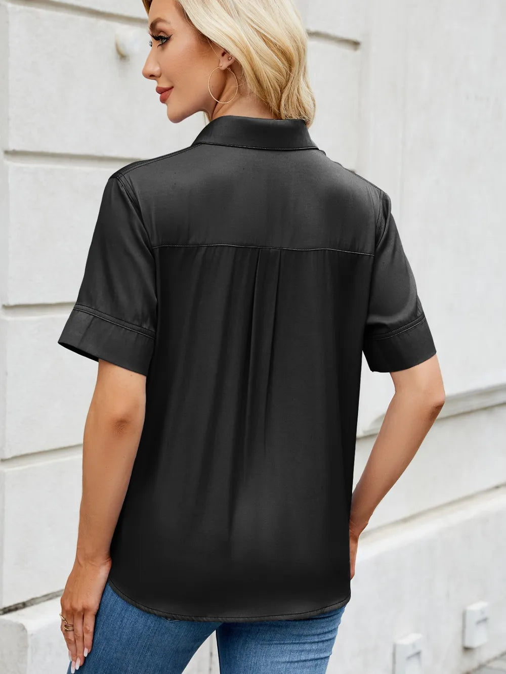 Collared Short Sleeve Shirt by Moni Wear