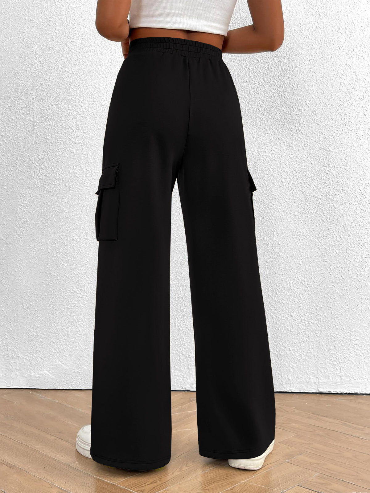 High-Waisted Drawstring Cargo Pants