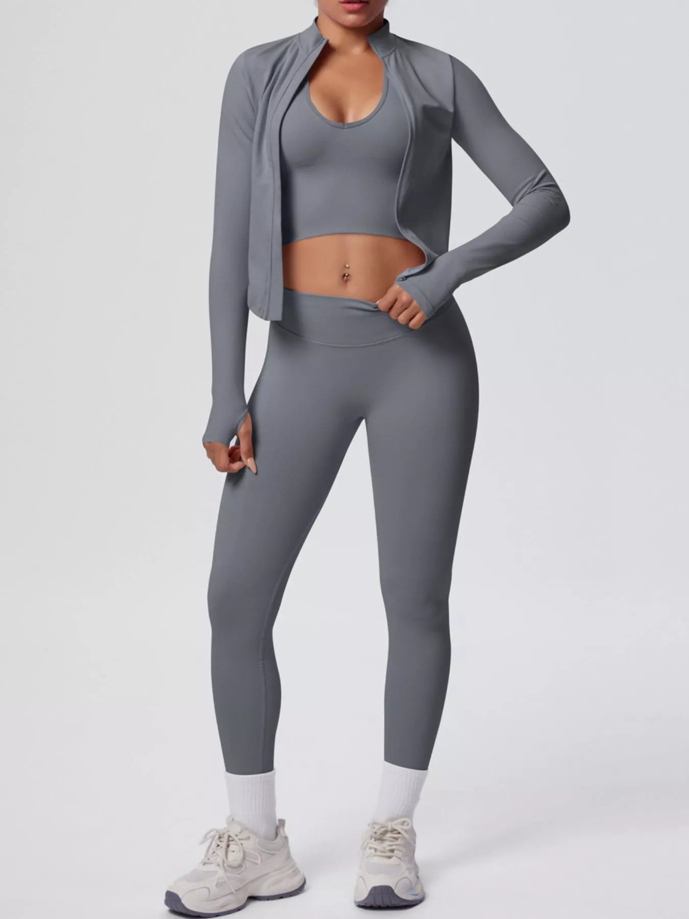 Zip-Up Jacket Tank and Leggings Active Set
