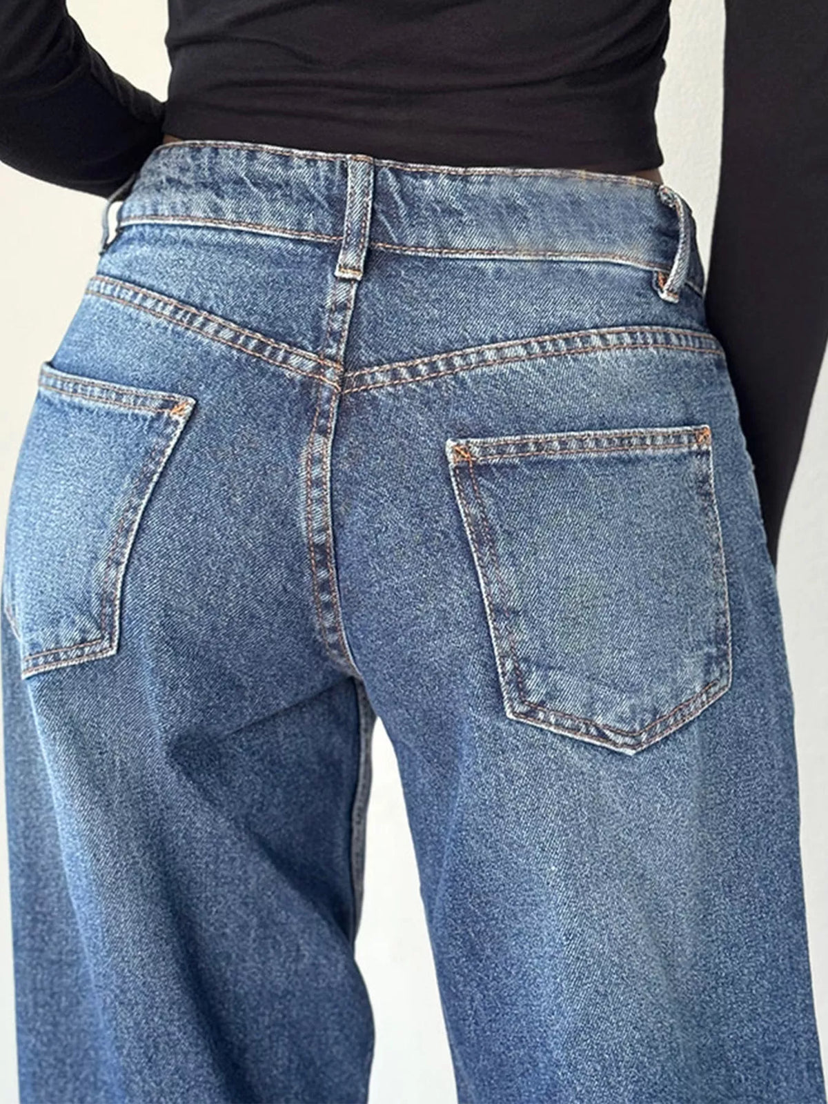 Wide-Leg Vintage Wash Jeans