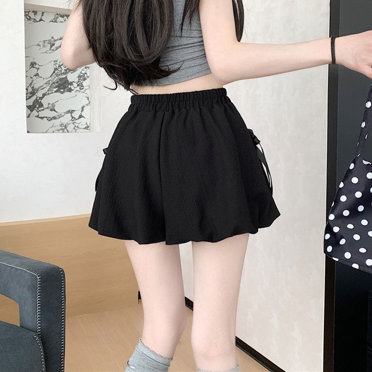 High-Waist Bow Bubble Skirt