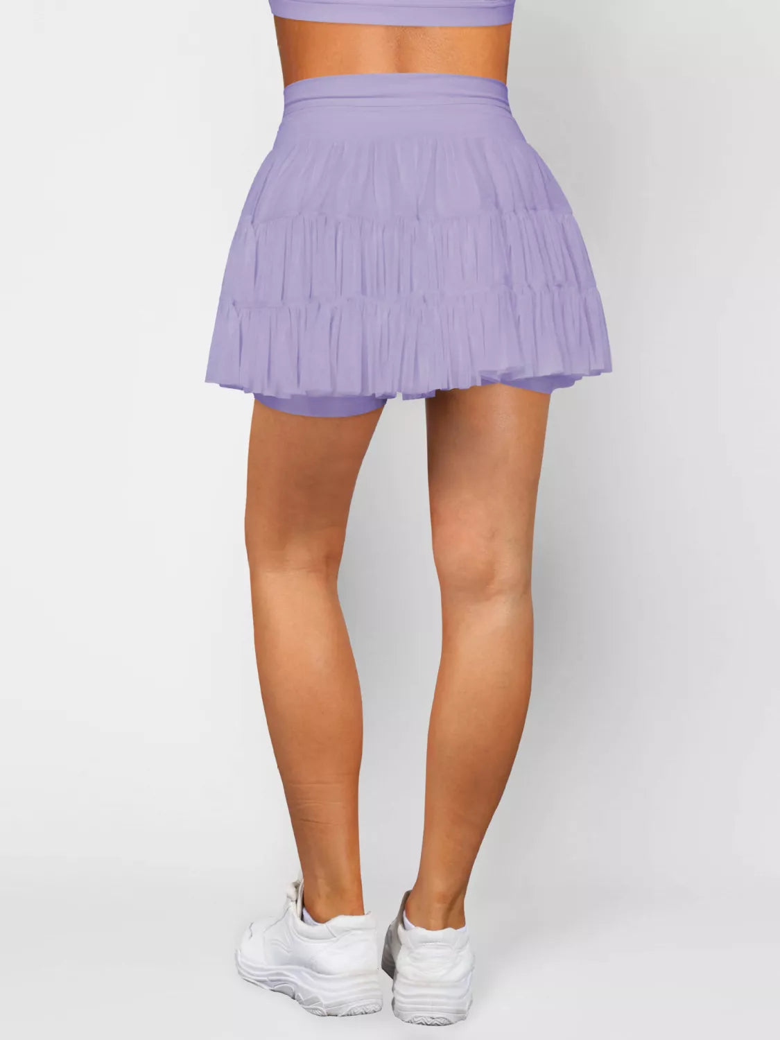 Tiered Drawstring Skort in Dusty Pink