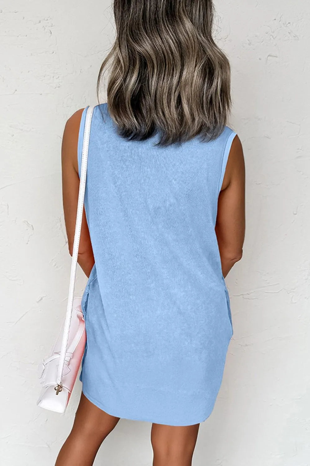 Round-Neck Sleeveless Mini Dress with Pockets