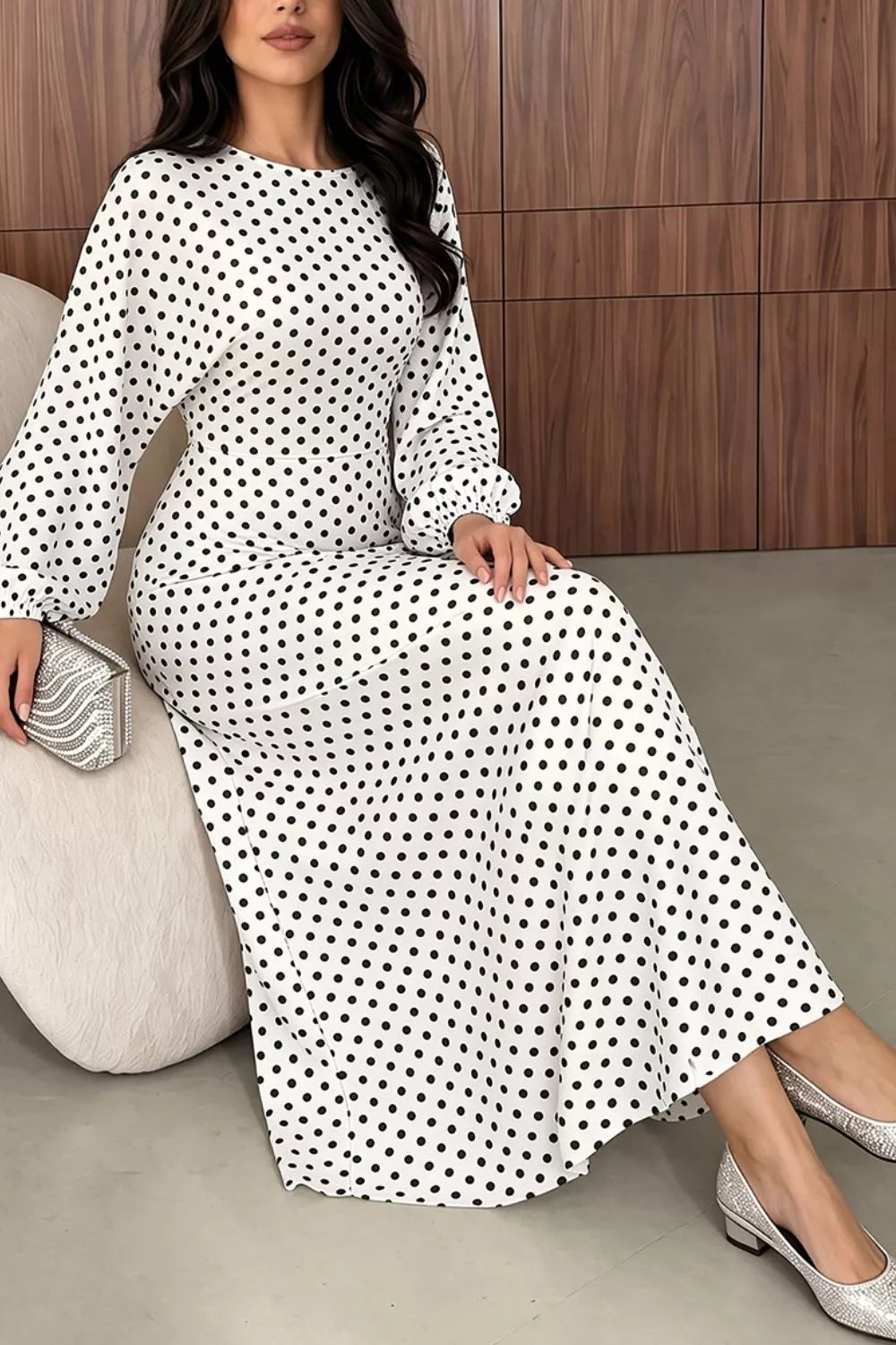Polka Dot Tie-Waist Maxi Dress