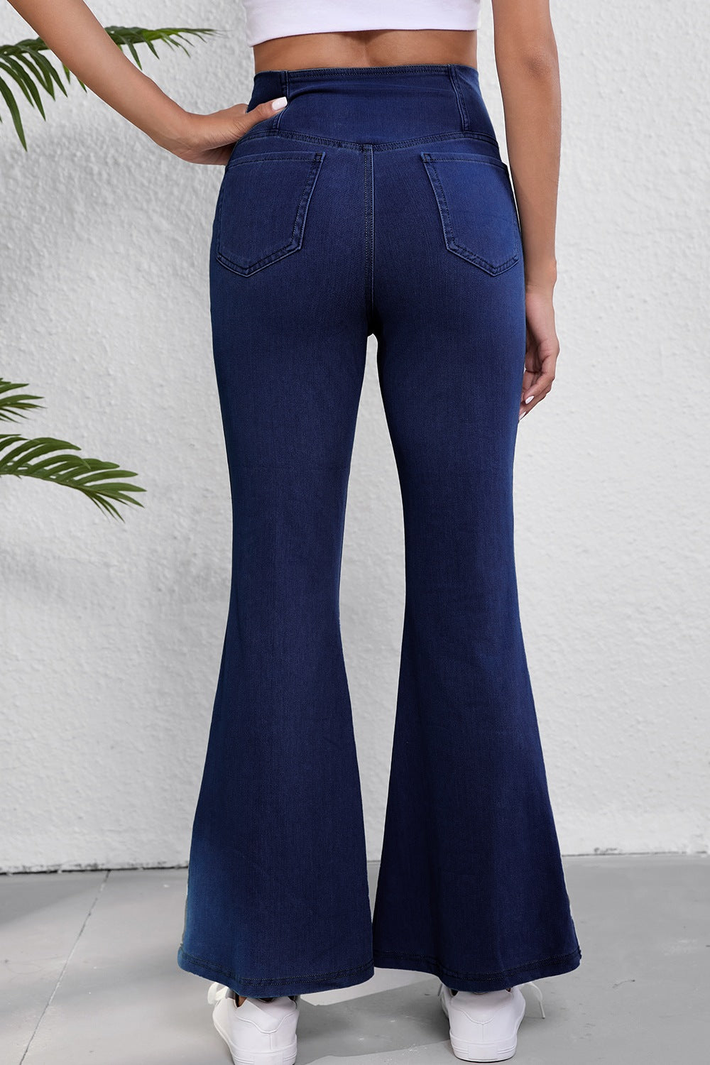 High-Waisted Flare Jeans in Dark Navy