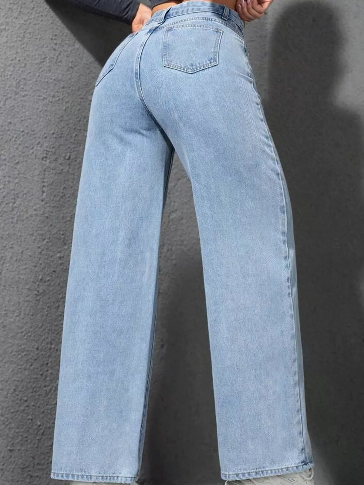 High-Waisted Wide Leg Jeans with Pockets