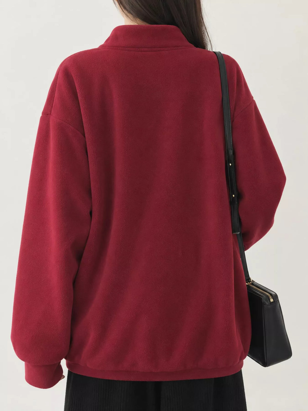 Embroidered Fleece Stand-Collar Jacket