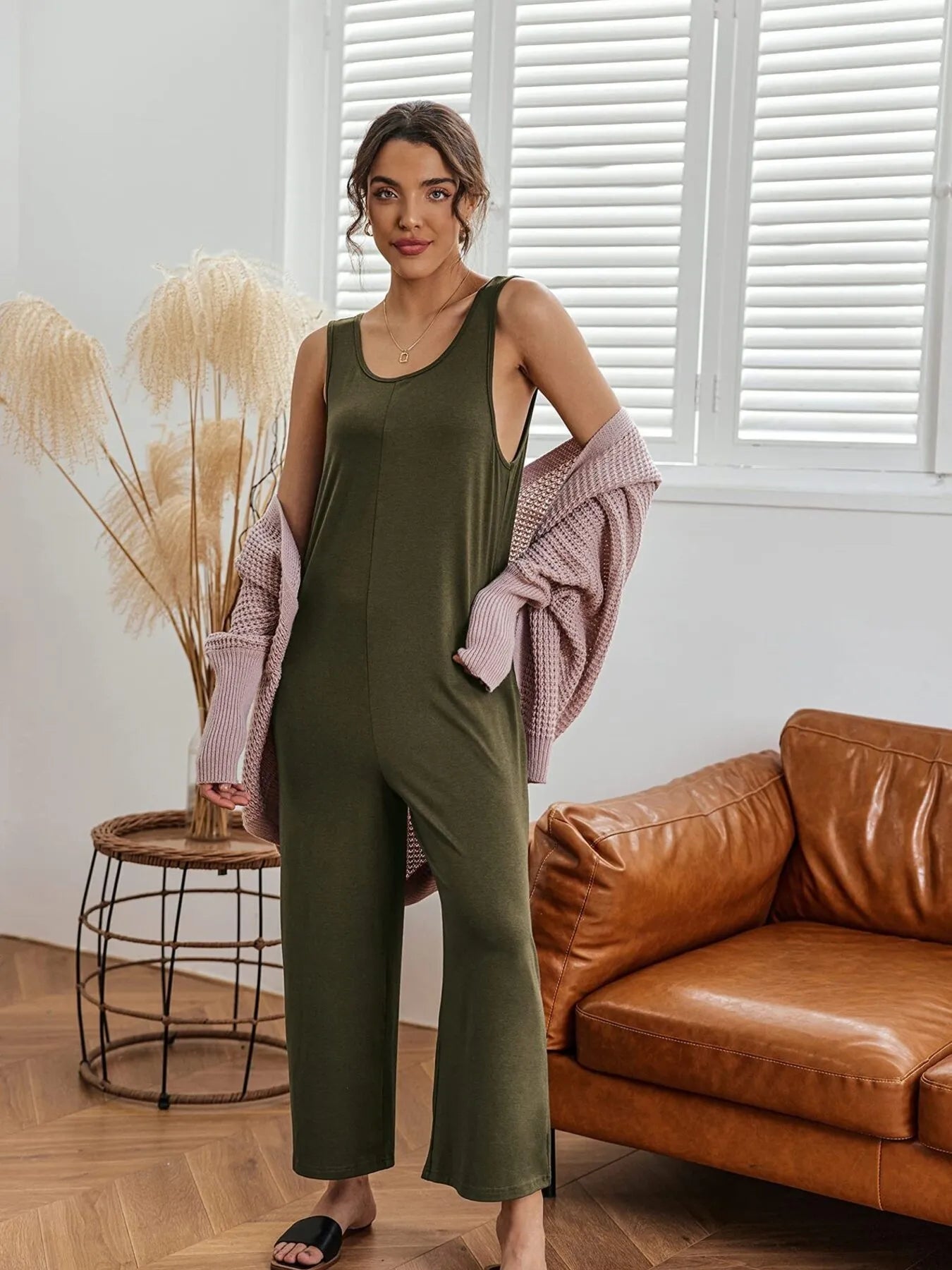 Sleeveless Wide Leg Jumpsuit