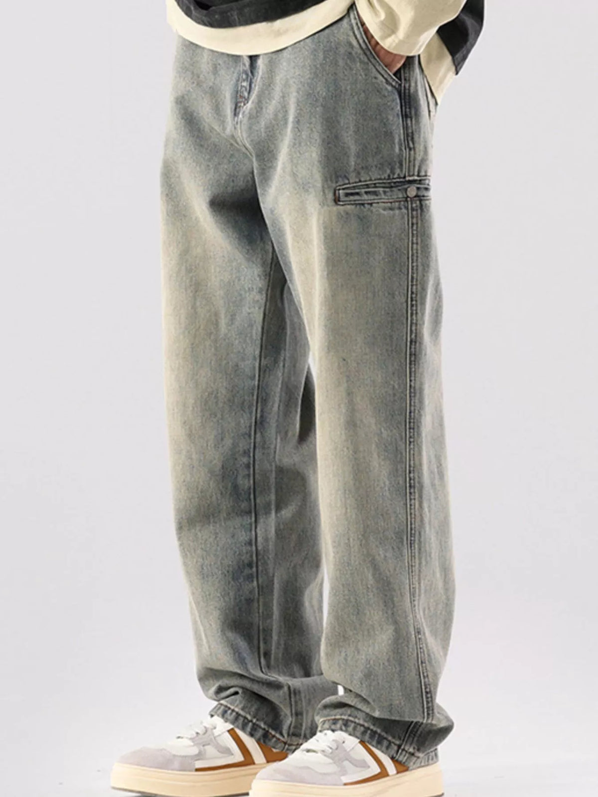 Vintage Wash Relaxed Fit Jeans by Fine Tune