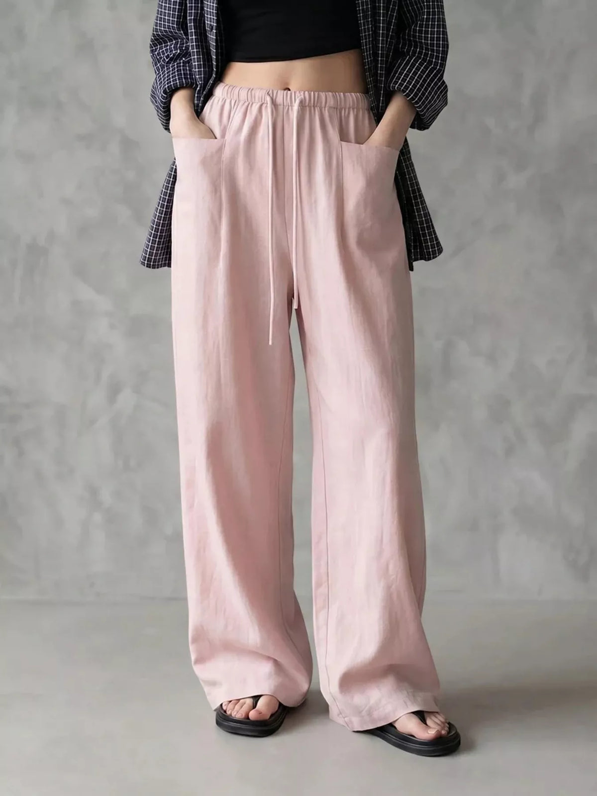 Drawstring Wide-Leg Pants