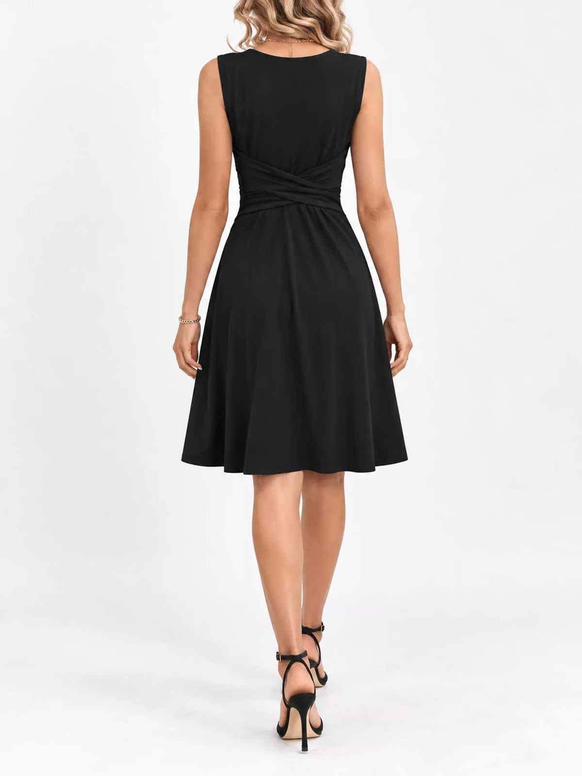 Crisscross Ruched Front Midi Dress