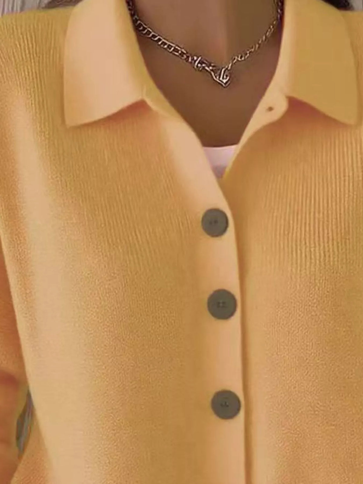 Collared Button-Down Knit Cardigan