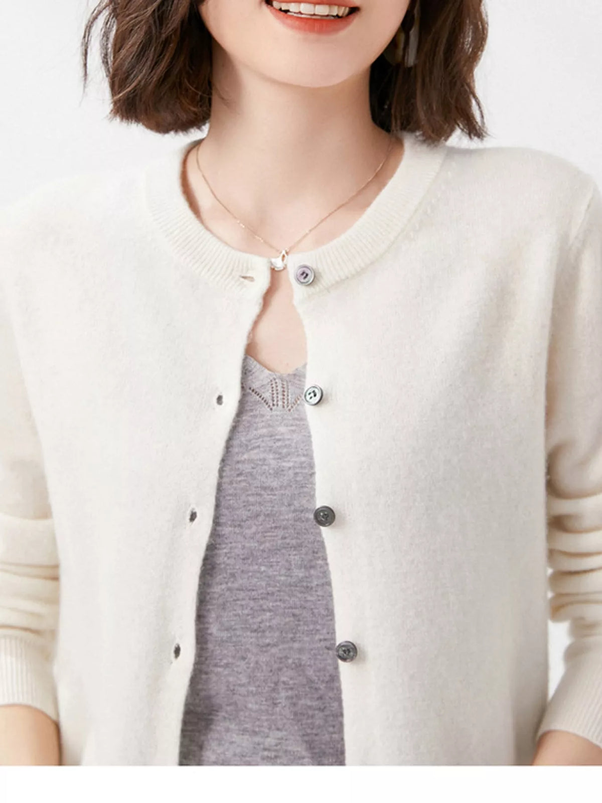 Crew Neck Button-Down Cardigan
