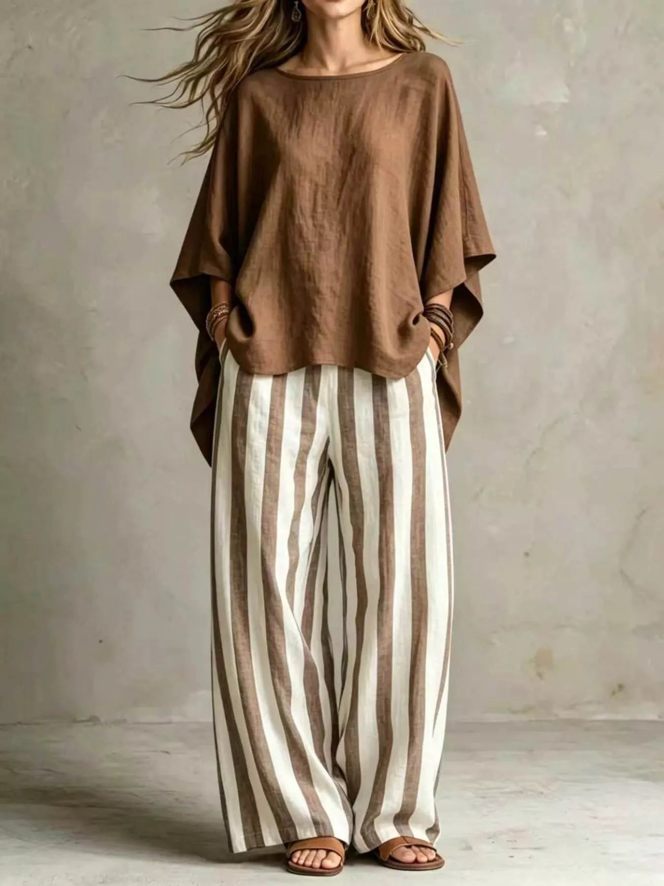 Solid Pocketed Top and Pants Set