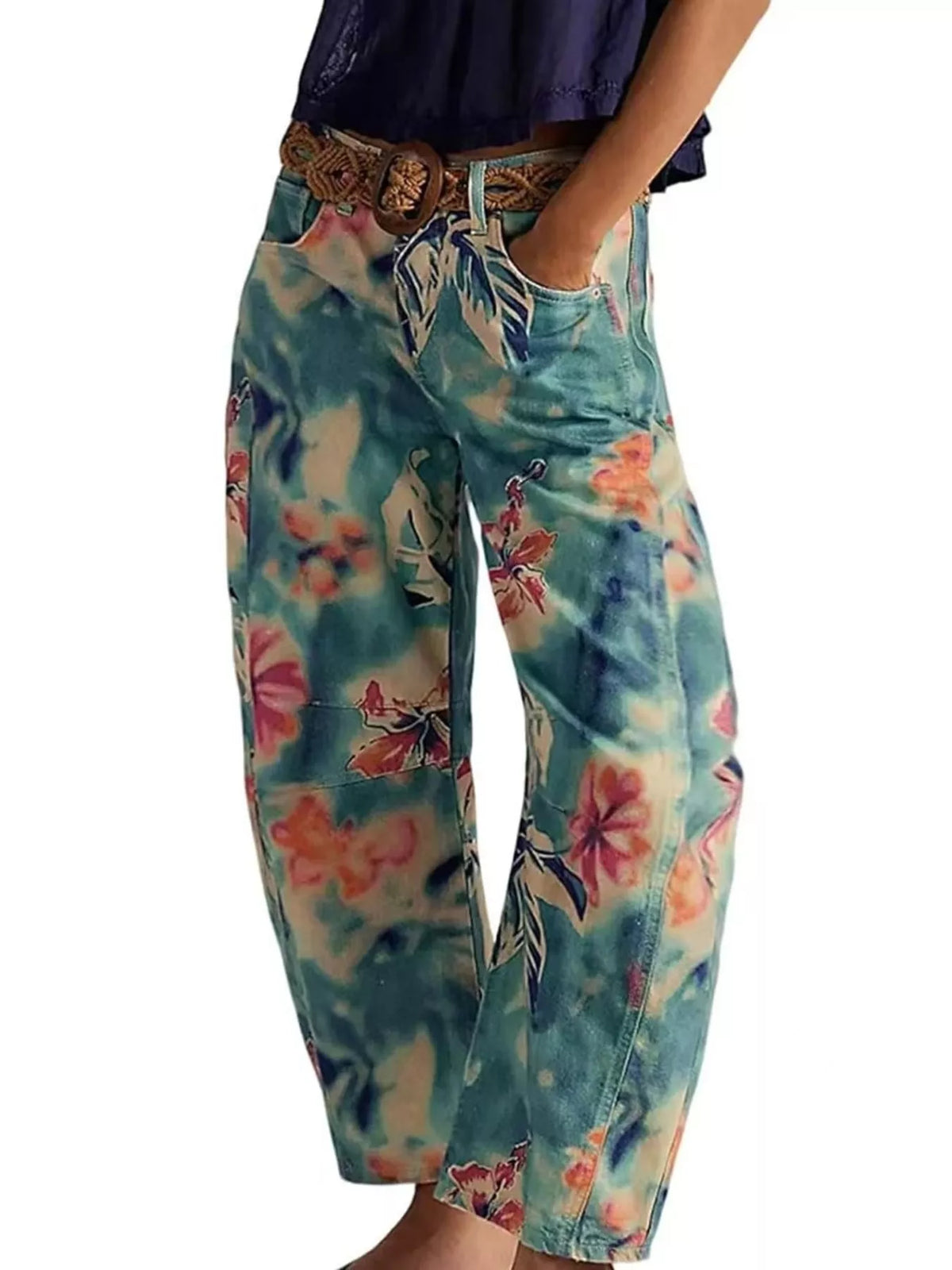 Printed Wide Leg Jeans