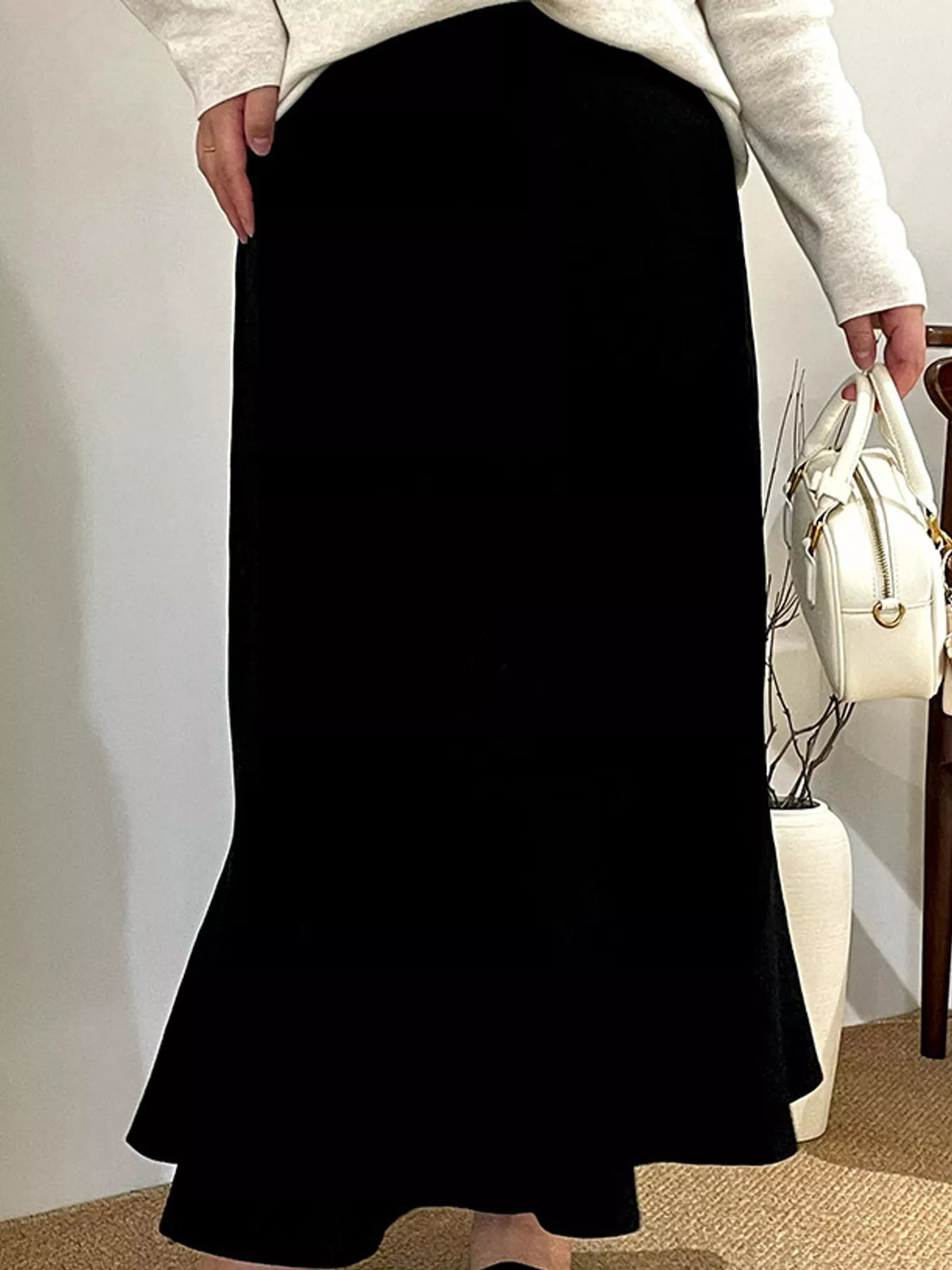 High-Waisted Ribbed Mermaid Skirt