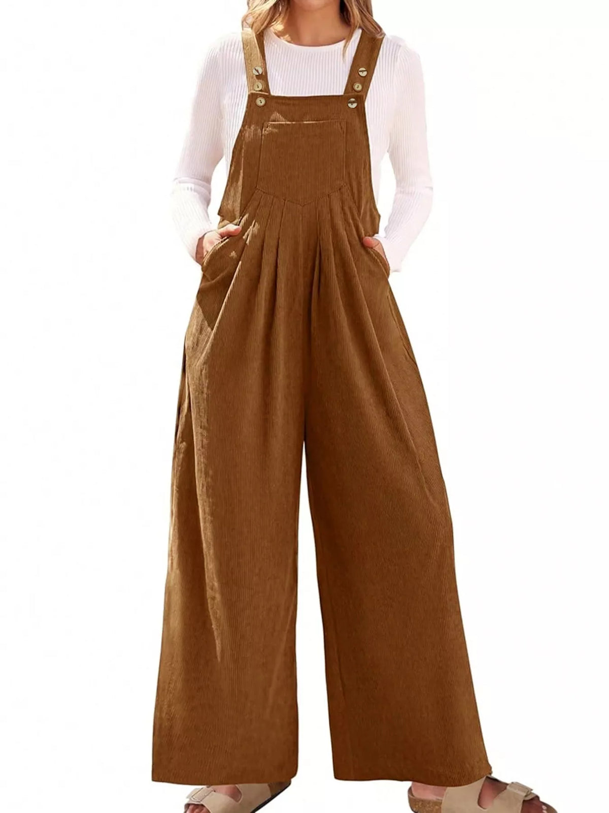 Front Ruched Wide-Leg Jumpsuit