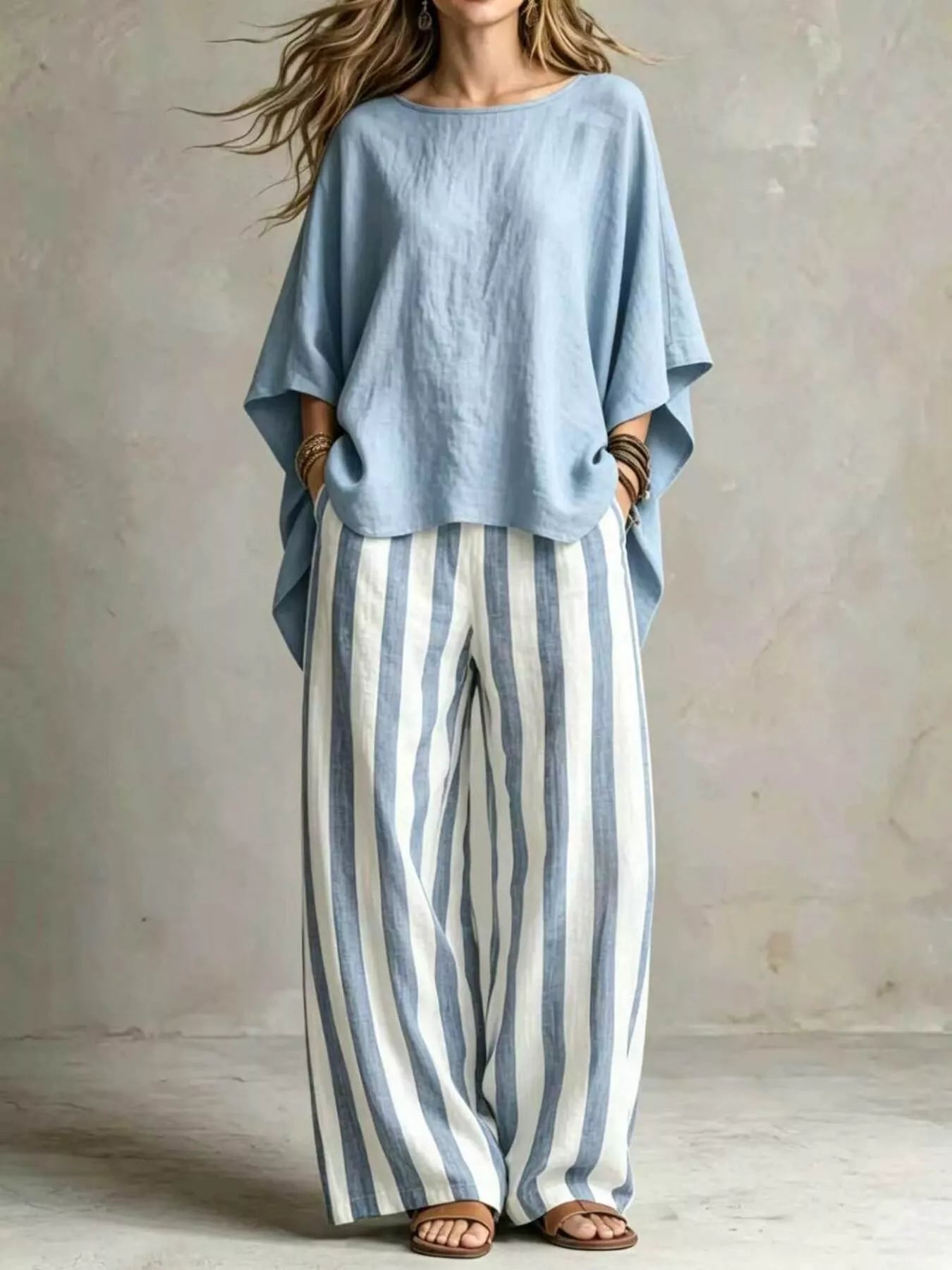 Solid Pocketed Top and Pants Set