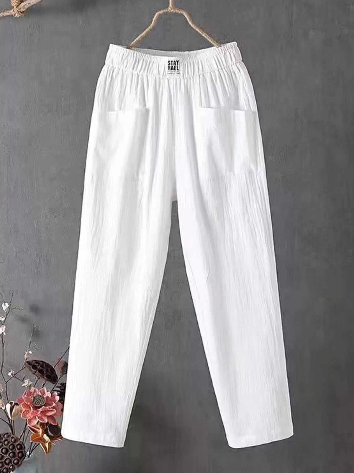 High-Waisted Elastic-Waist Harem Pants