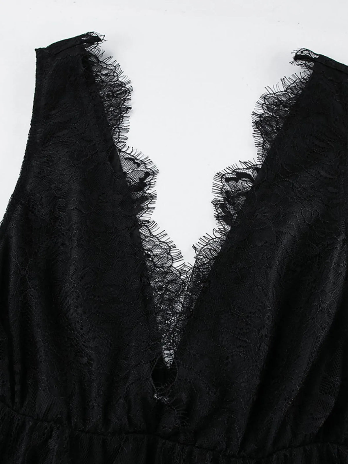 Lace Deep V-Neck Backless Maxi Dress