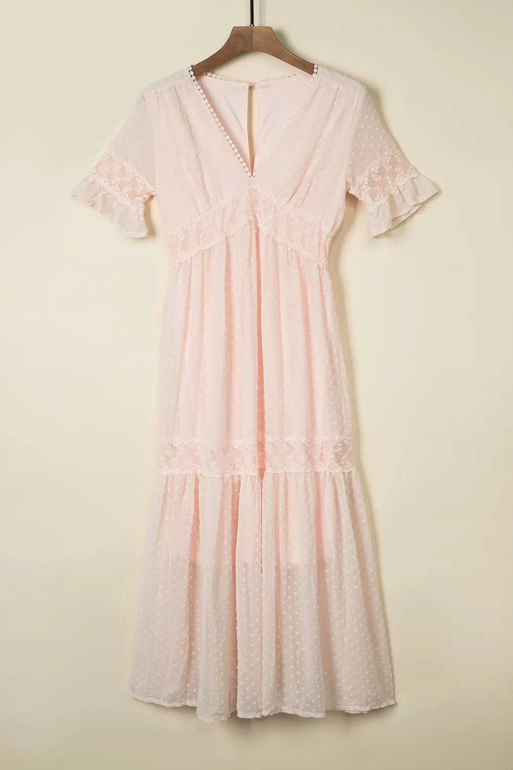 Polka Dot Ruffle Midi Dress in Watermelon Pink
