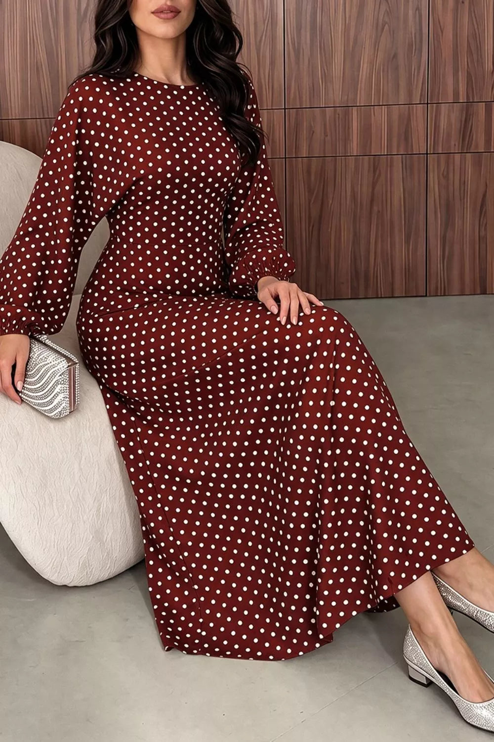 Polka Dot Tie-Waist Maxi Dress