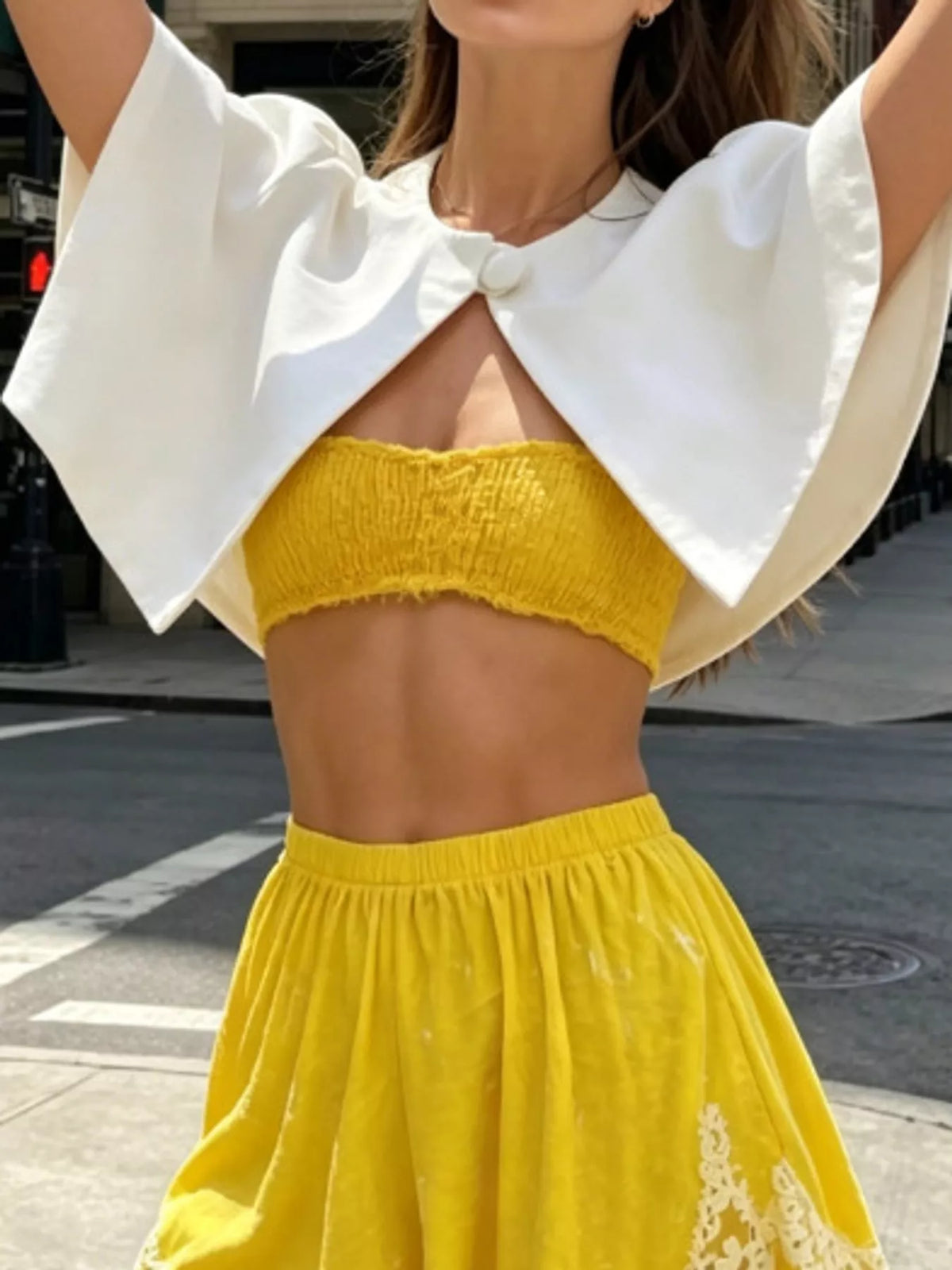 Single-Button Cropped Cape