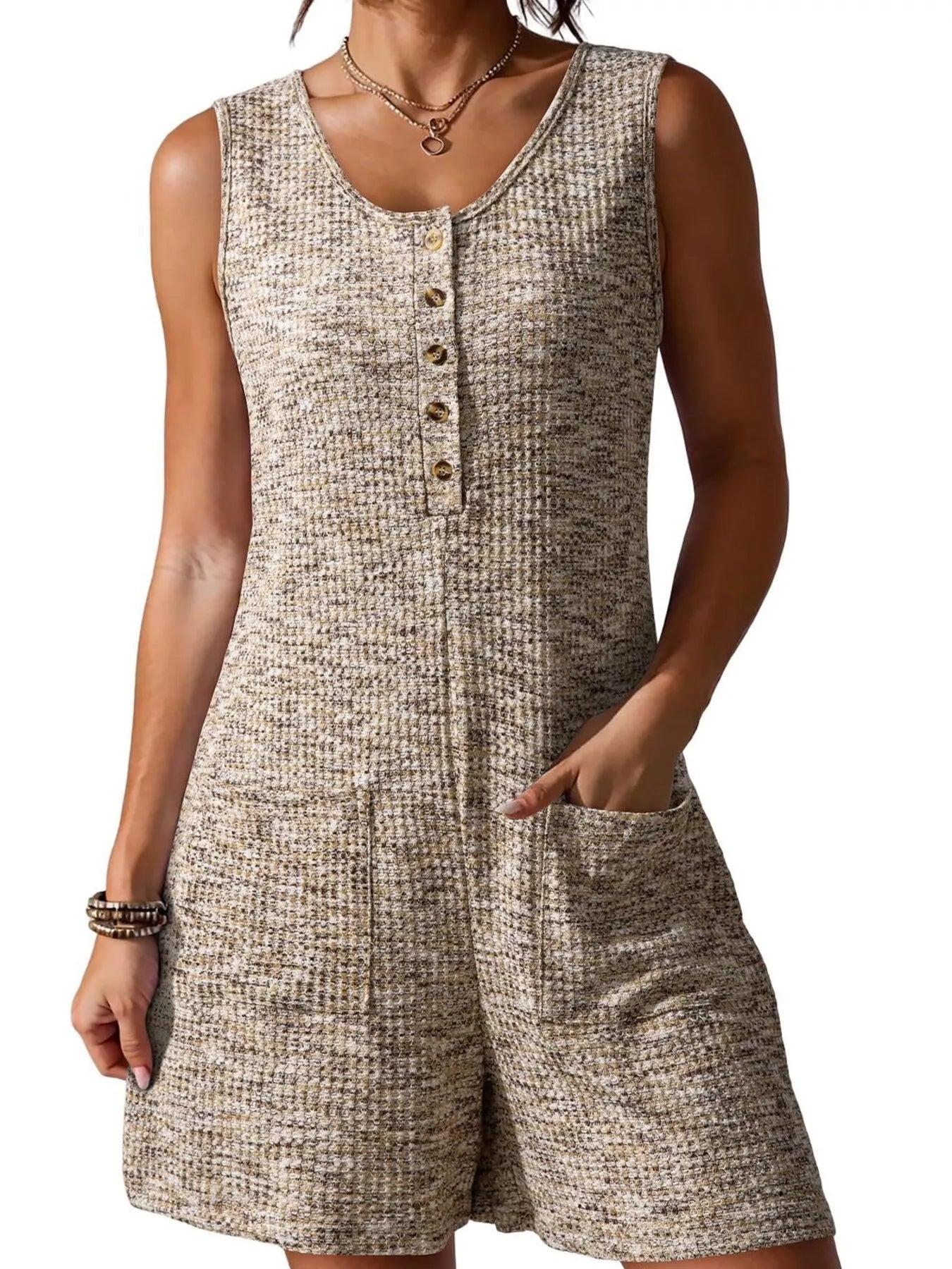 Sleeveless Button Detail Romper