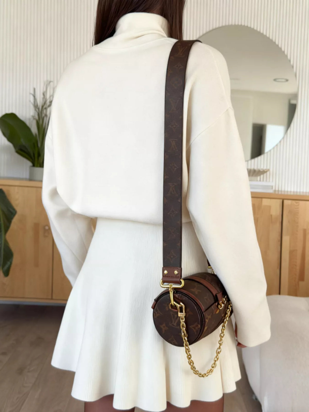 Mock Neck Knit Top and Flared Skirt Set