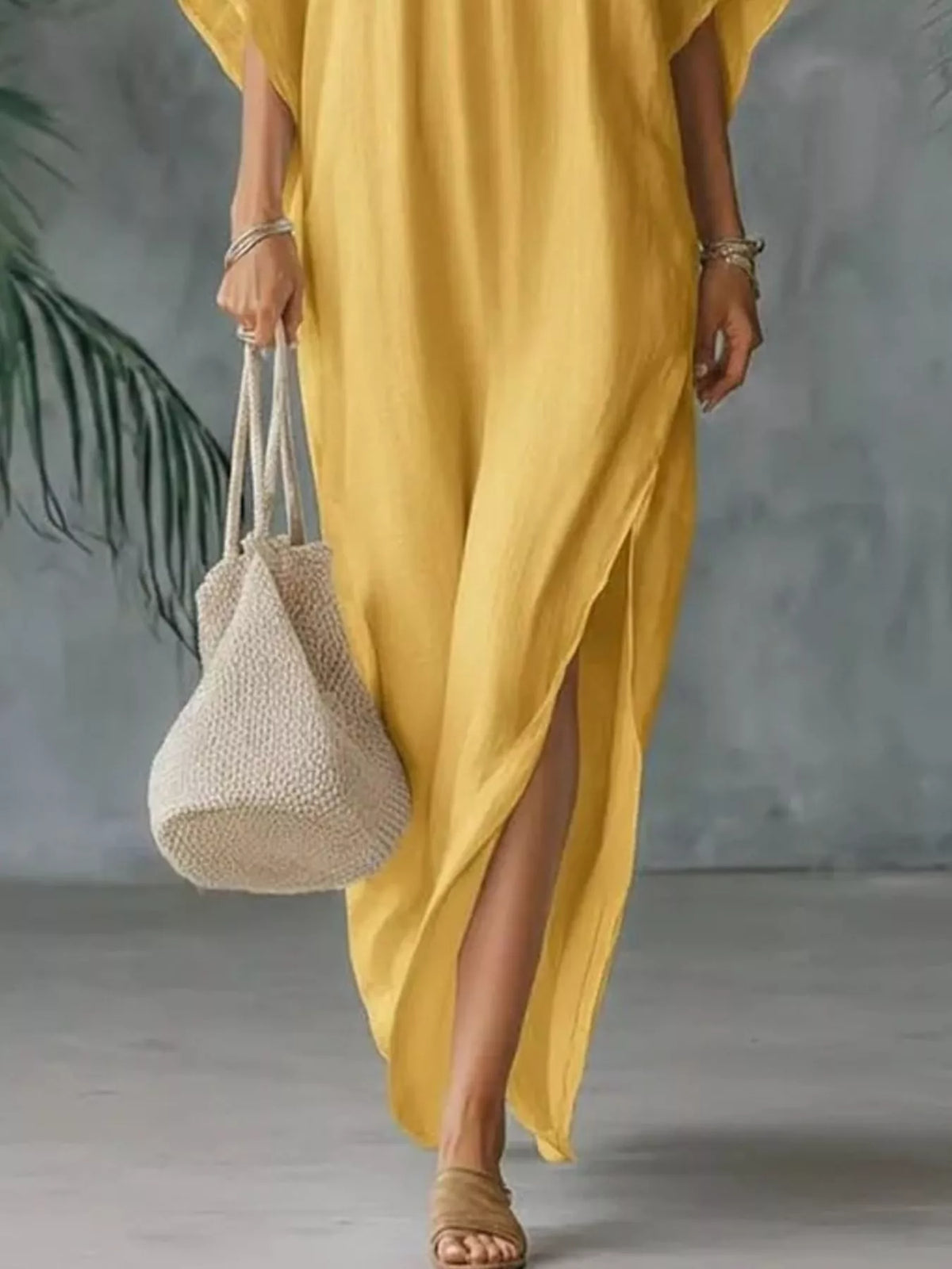 V-Neck Maxi Dress with Side Slits