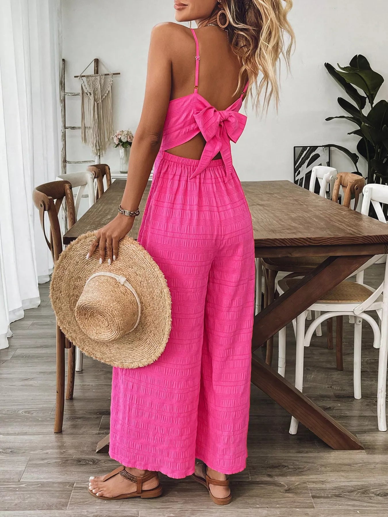 Bow-Back Sleeveless Wide Leg Jumpsuit