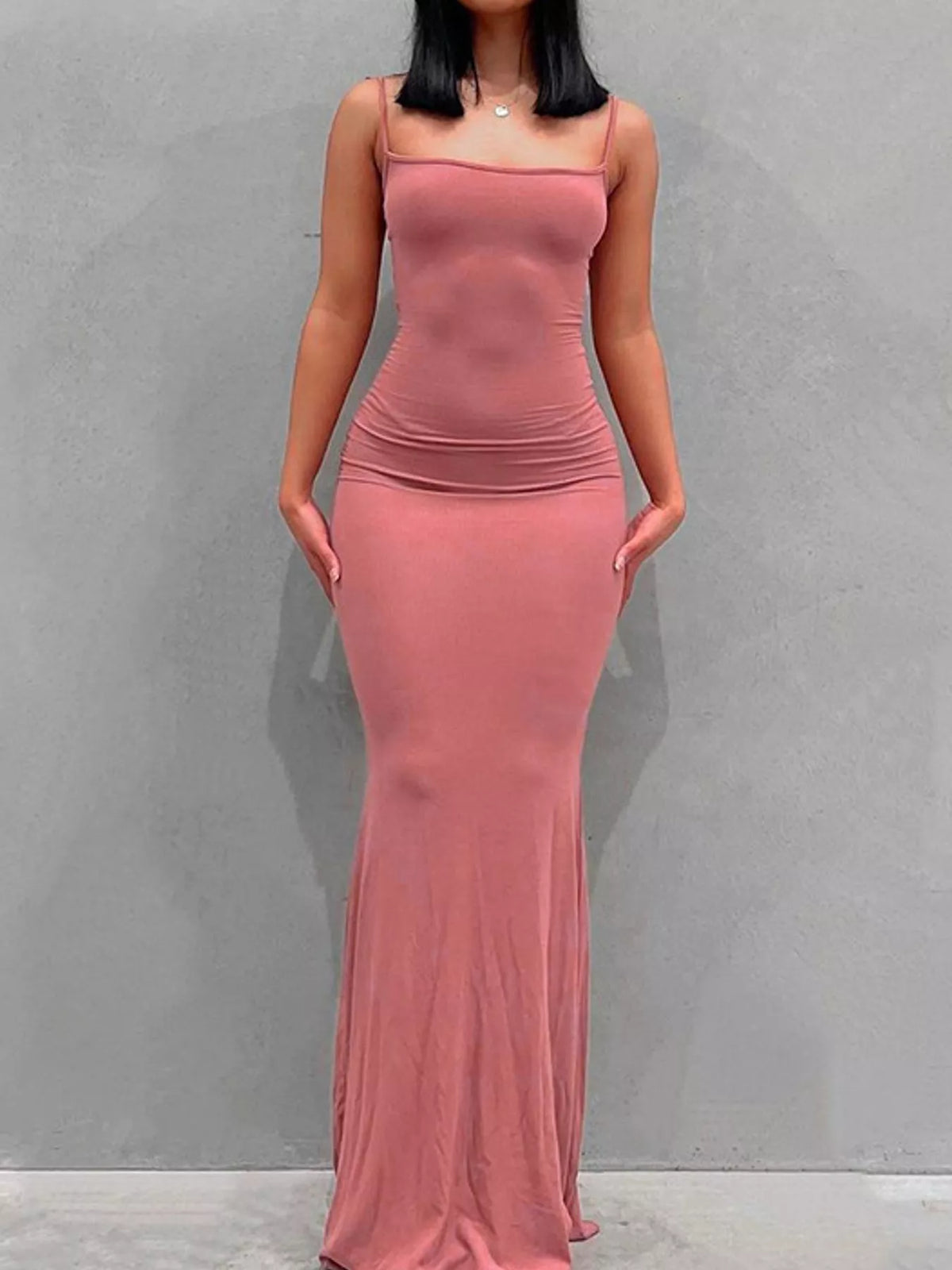 Backless Bodycon Spaghetti Strap Maxi Dress