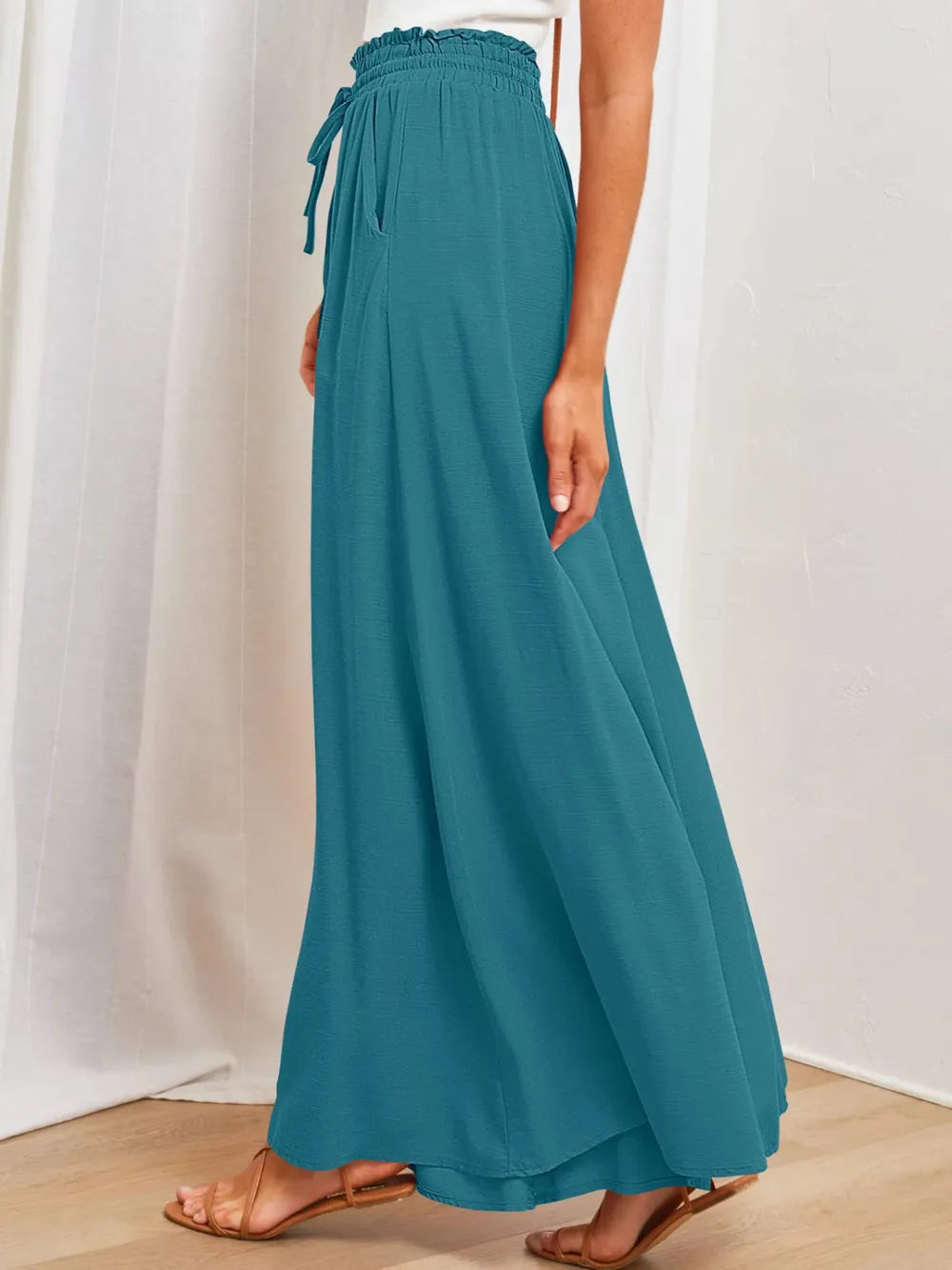 Opaque Wide Leg Pants with Pockets