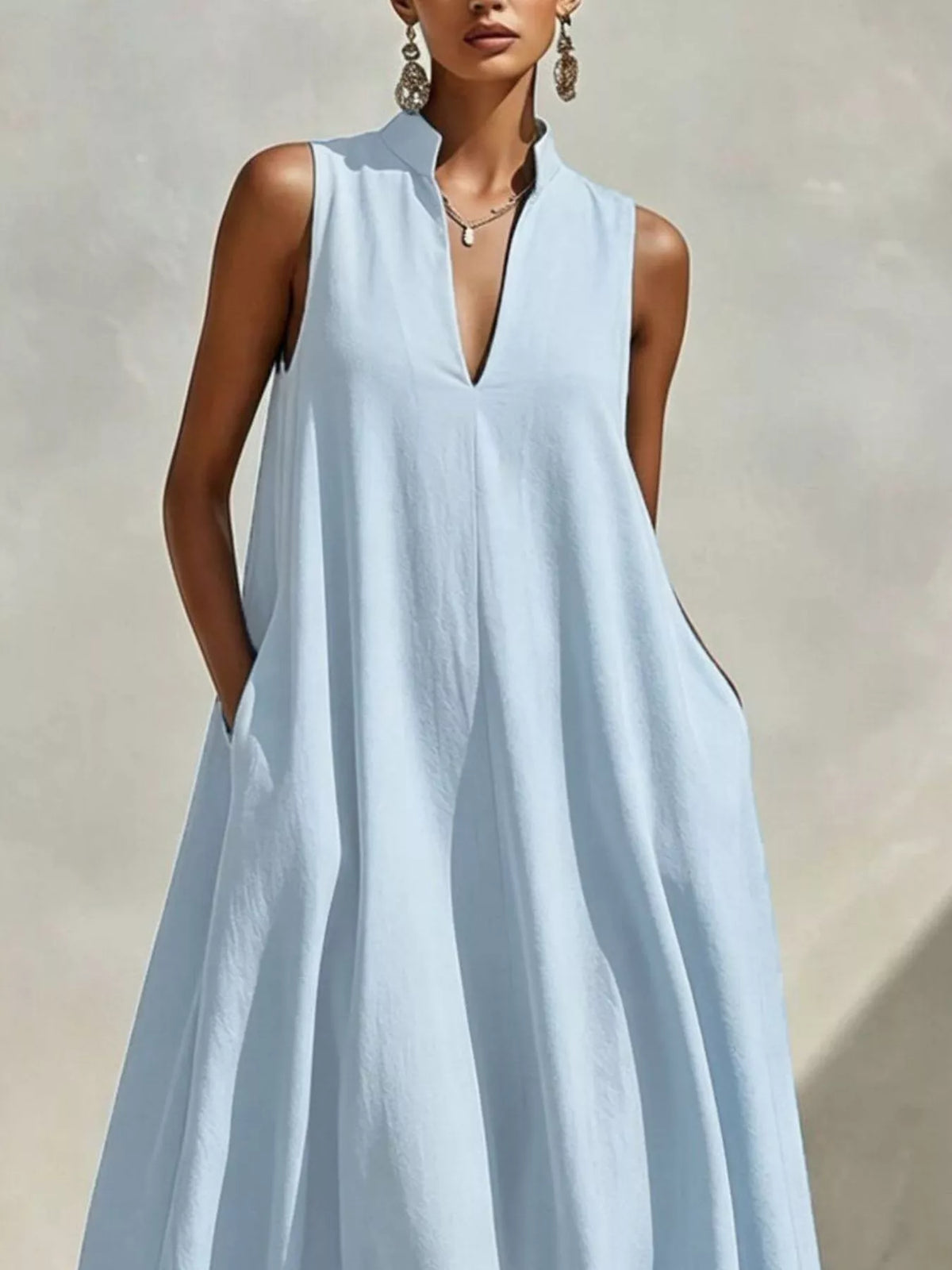 Sleeveless Maxi Dress with Side Pockets