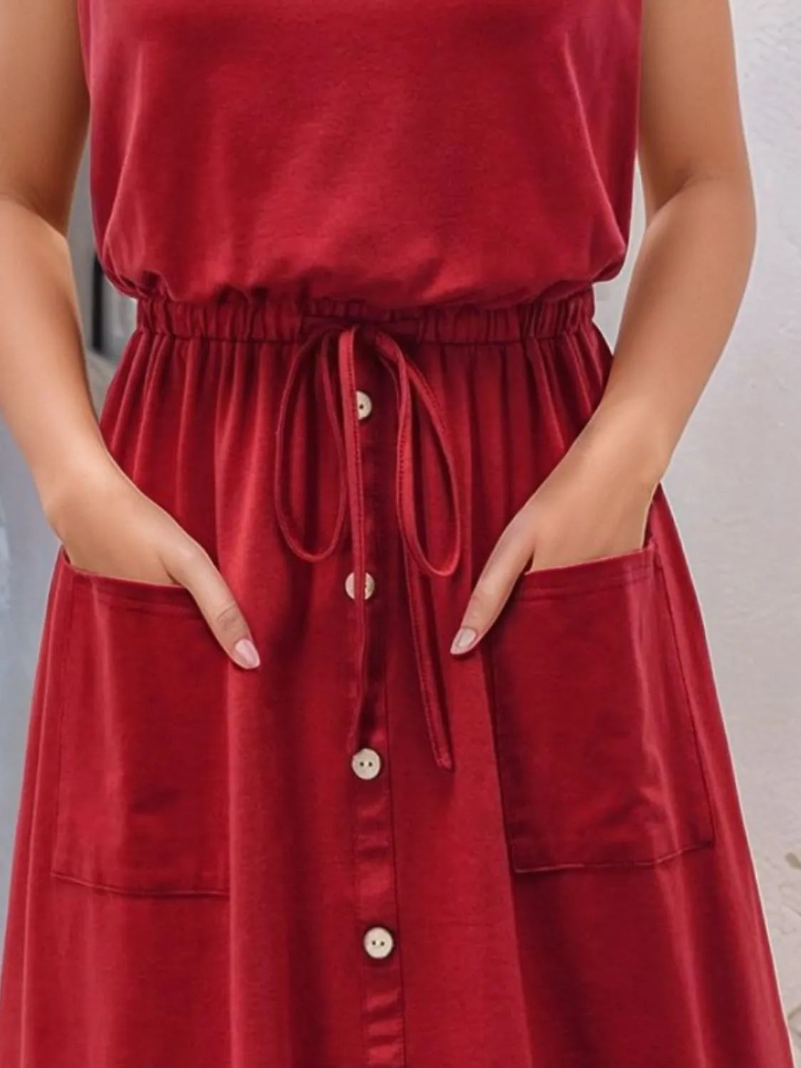 Drawstring Round Neck Tank Dress
