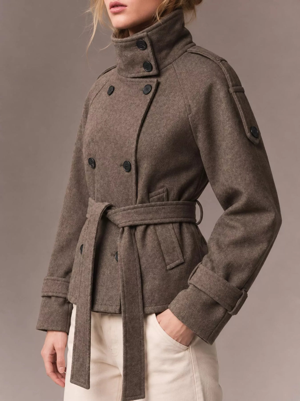 Double-Breasted Belted Thermal Coat