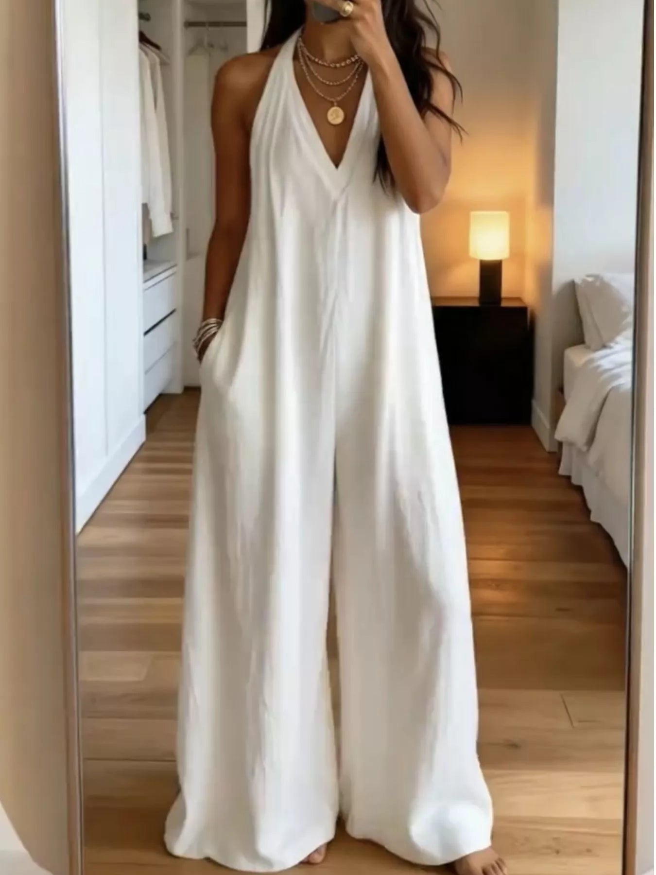Halter Neck Wide Leg Jumpsuit