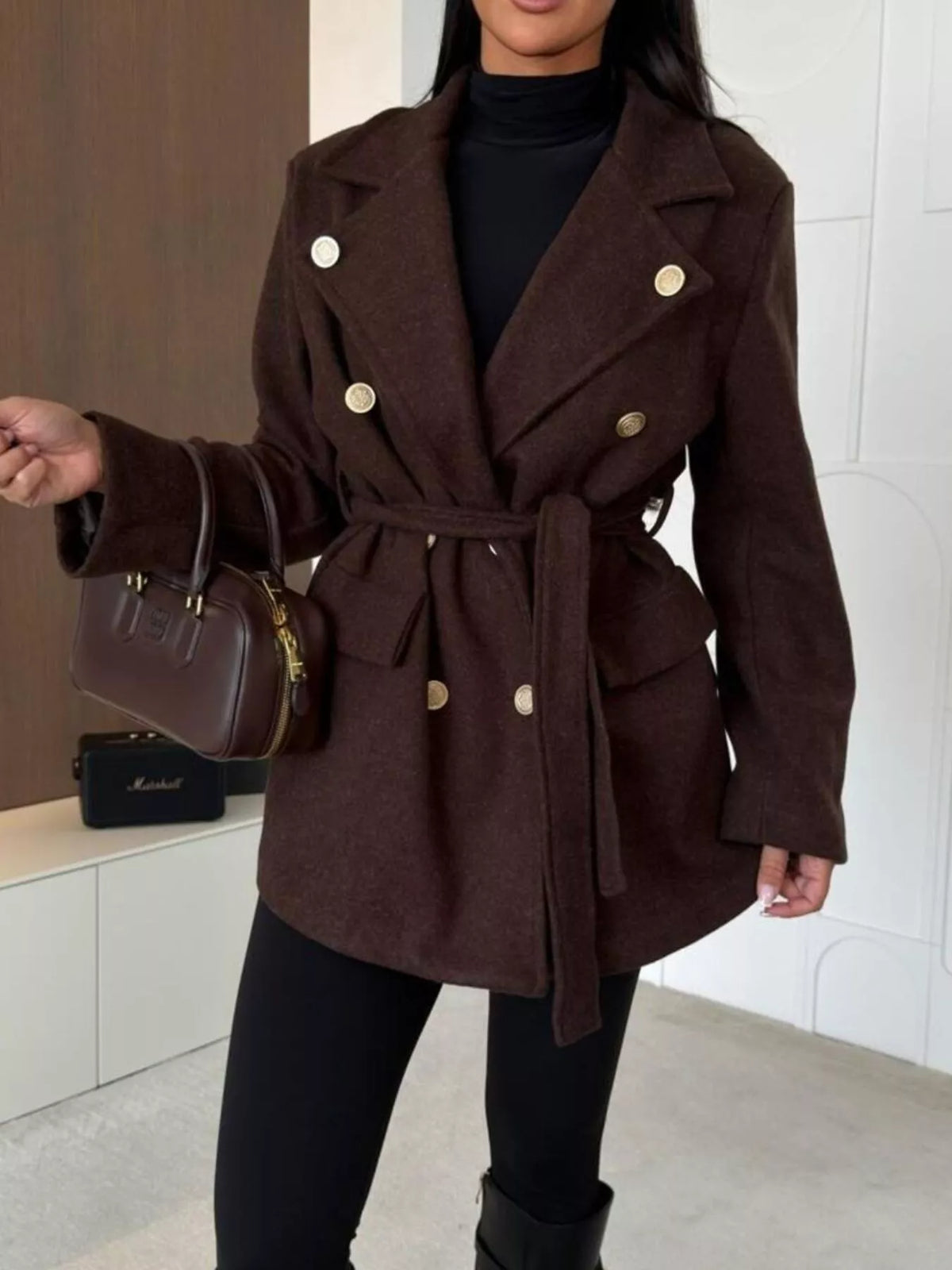 Double-Breasted Belted Coat