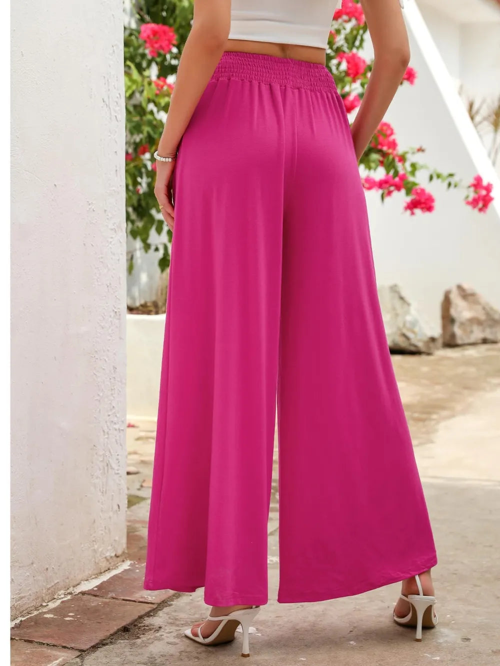 Elastic Waist Wide Leg Pants