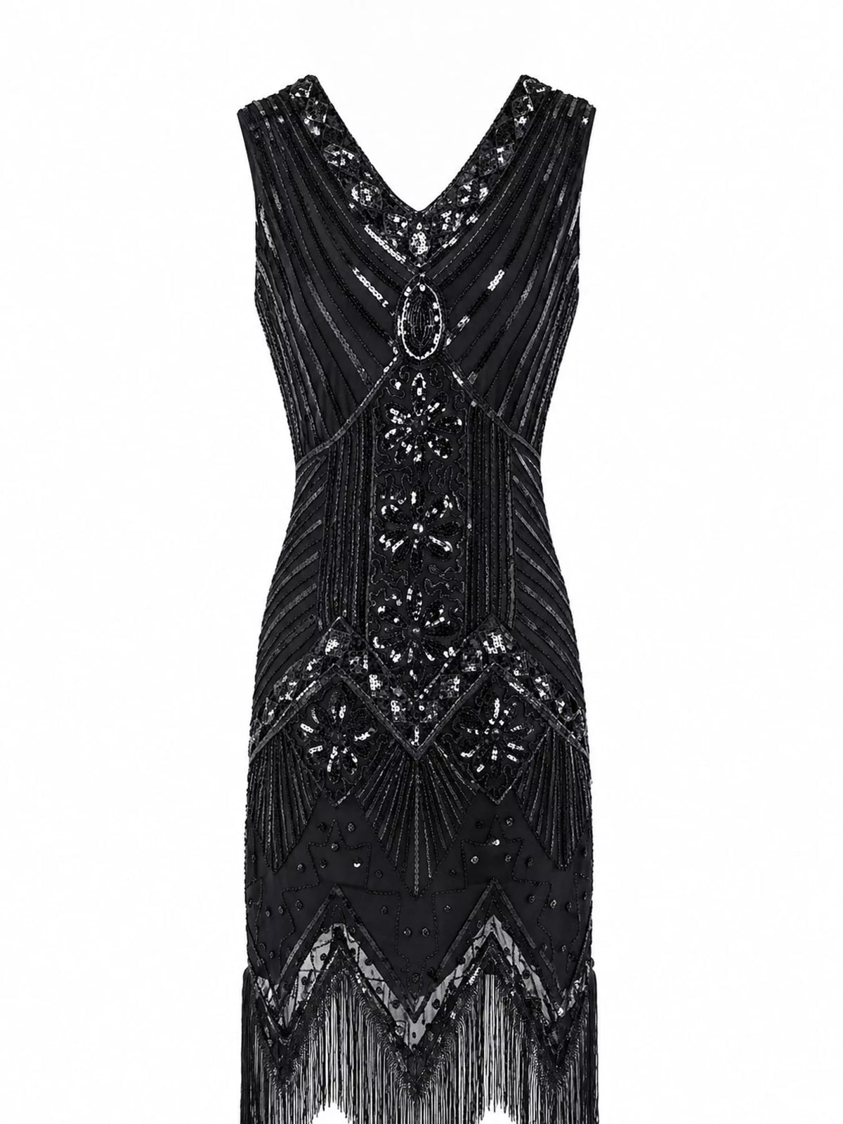 Sequin Fringe Hem Sleeveless Dress