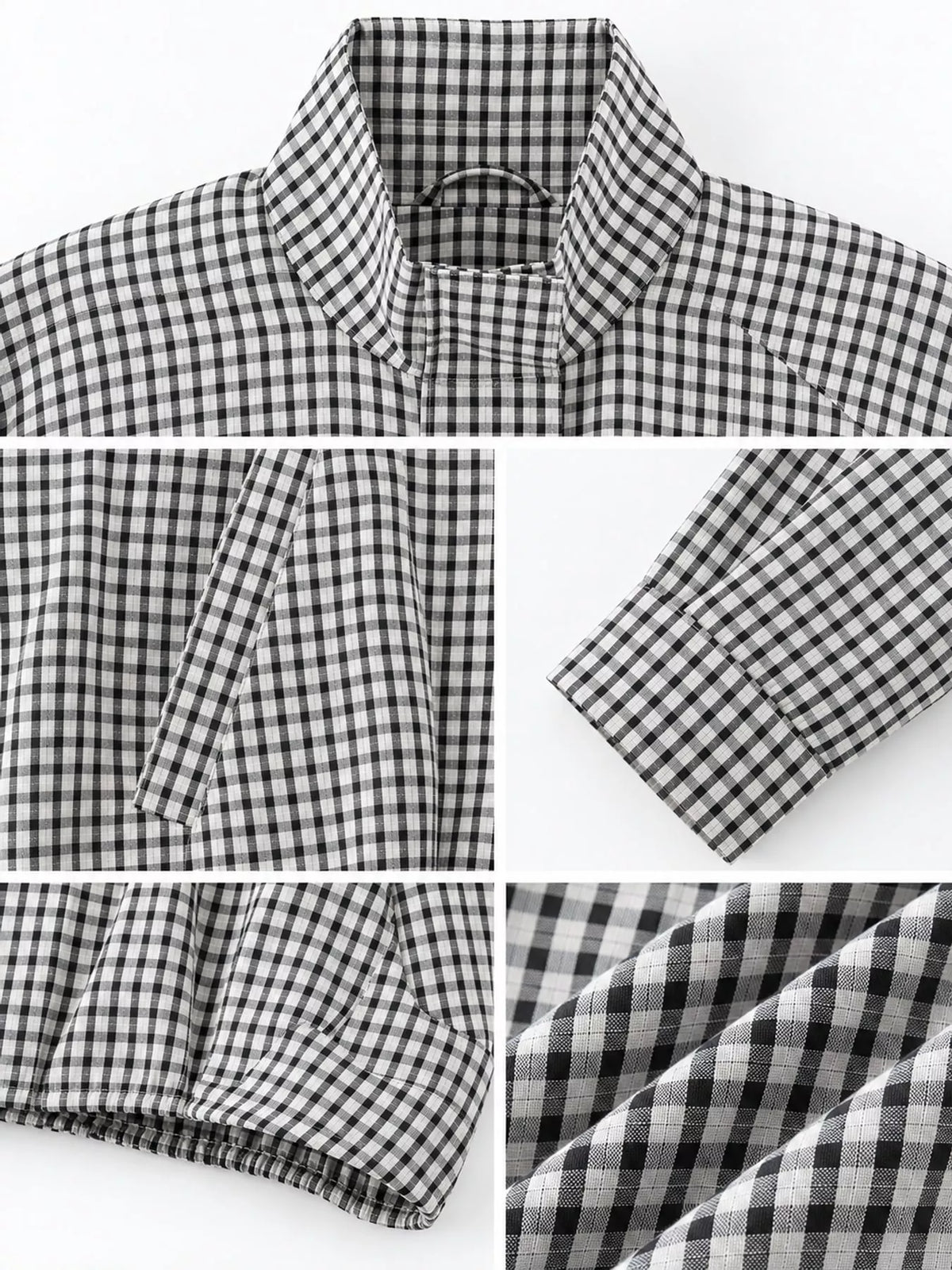 Plaid Stand-Collar Cropped Jacket